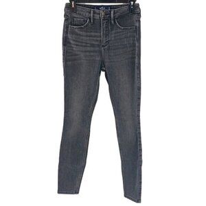 Hollister Jeans Womens Size 1L Curvy High Rise Super Skinny Gray Stretch Denim